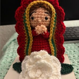 Handcrafted Red and White Crochet Figurine